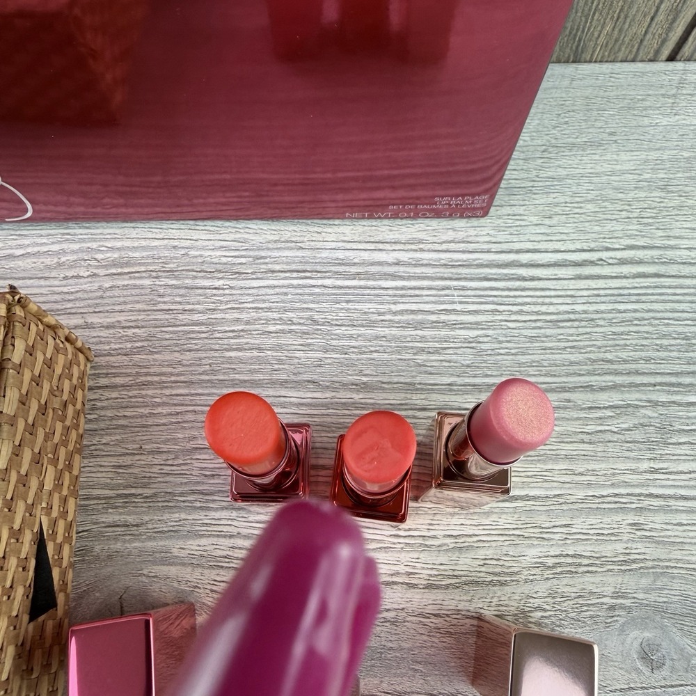 NARS Sur La Plage Lip Balm Set 3pc Woven Clutch Limited Edition New Open Box - Picture 16 of 16